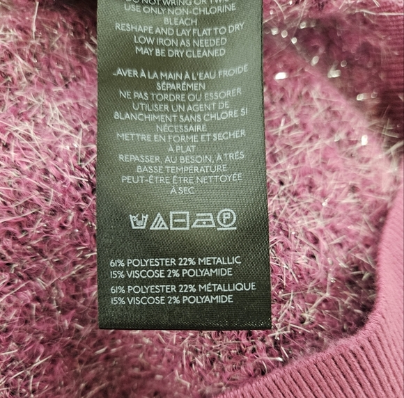 Anthropologie Maeve Violetta Short Sleeve Tinsel Sweater In Pink SZ XL NWT - Picture 12 of 14